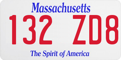 MA license plate 132ZD8