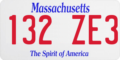 MA license plate 132ZE3