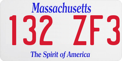 MA license plate 132ZF3