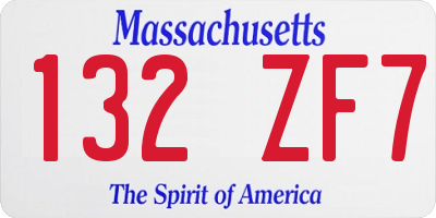 MA license plate 132ZF7