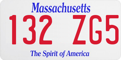 MA license plate 132ZG5