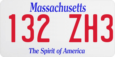 MA license plate 132ZH3