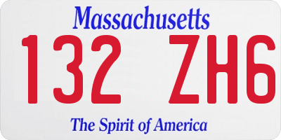 MA license plate 132ZH6