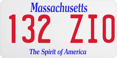 MA license plate 132ZI0