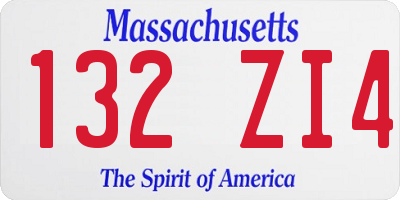 MA license plate 132ZI4