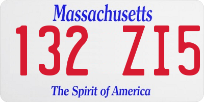 MA license plate 132ZI5