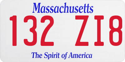 MA license plate 132ZI8