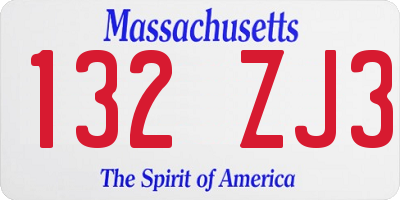 MA license plate 132ZJ3