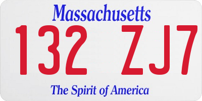 MA license plate 132ZJ7