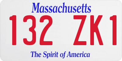 MA license plate 132ZK1