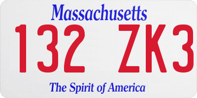 MA license plate 132ZK3