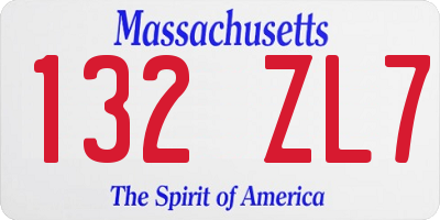 MA license plate 132ZL7