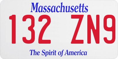 MA license plate 132ZN9