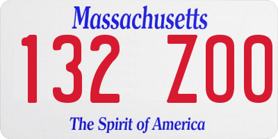 MA license plate 132ZO0