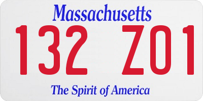 MA license plate 132ZO1