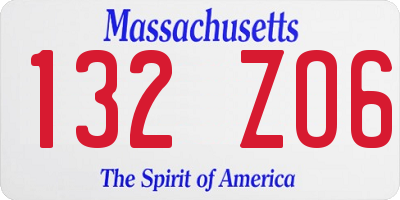 MA license plate 132ZO6