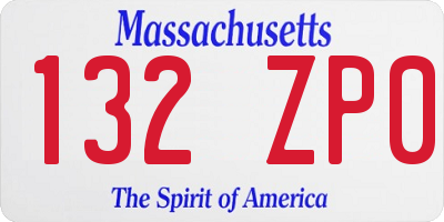 MA license plate 132ZP0