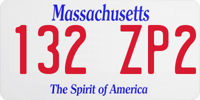 MA license plate 132ZP2