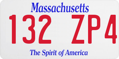 MA license plate 132ZP4