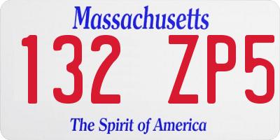 MA license plate 132ZP5