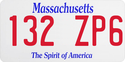 MA license plate 132ZP6