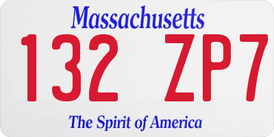 MA license plate 132ZP7