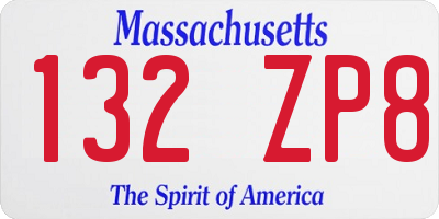 MA license plate 132ZP8