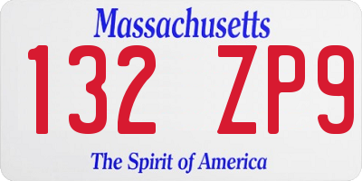 MA license plate 132ZP9