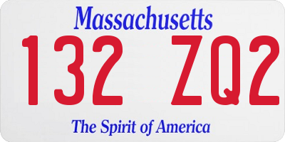 MA license plate 132ZQ2