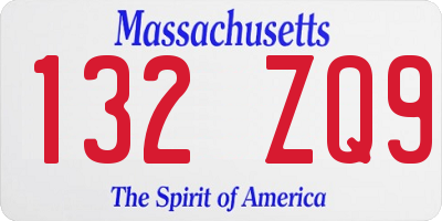 MA license plate 132ZQ9