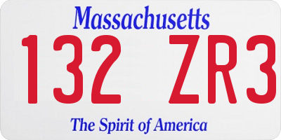 MA license plate 132ZR3