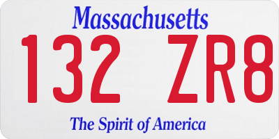 MA license plate 132ZR8