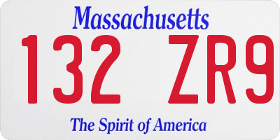 MA license plate 132ZR9