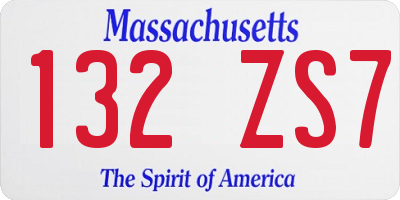 MA license plate 132ZS7