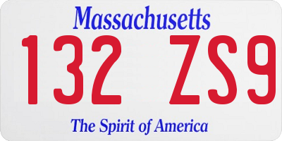 MA license plate 132ZS9