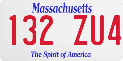 MA license plate 132ZU4