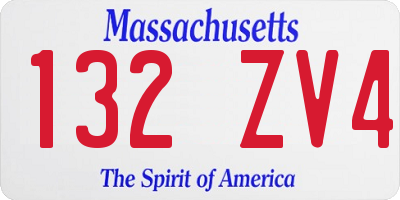 MA license plate 132ZV4