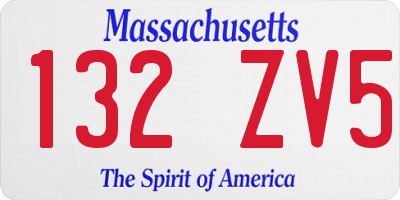 MA license plate 132ZV5