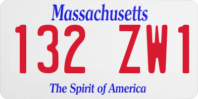 MA license plate 132ZW1