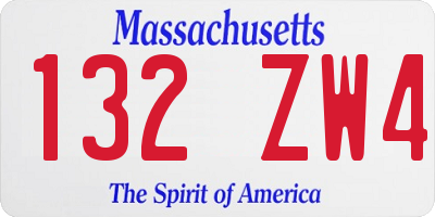 MA license plate 132ZW4