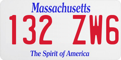 MA license plate 132ZW6