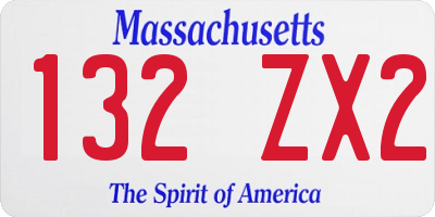 MA license plate 132ZX2