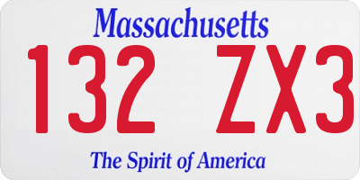 MA license plate 132ZX3