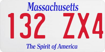 MA license plate 132ZX4