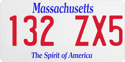 MA license plate 132ZX5