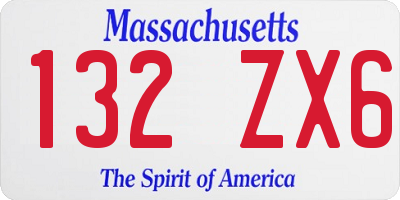 MA license plate 132ZX6
