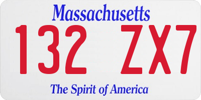 MA license plate 132ZX7