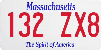 MA license plate 132ZX8