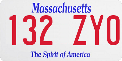 MA license plate 132ZY0
