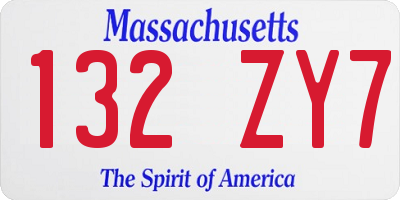 MA license plate 132ZY7